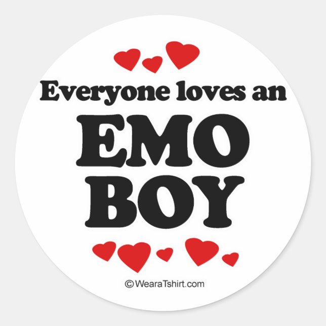 Alle Lieben einen Emo-Jungen Runder Aufkleber (Vorderseite)