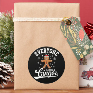 Alle Lieben einen Ingwer, Lebkuchen Weihnachten Runder Aufkleber
