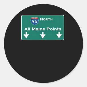 Alle Maine Points - Interstate 95-Zeichen Runder Aufkleber