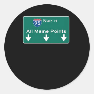 Alle Maine Points - Interstate 95-Zeichen Runder Aufkleber