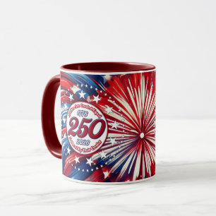 Alle Männer Rot Weiß Blau Grafik Feuerwerk Weiß Tasse