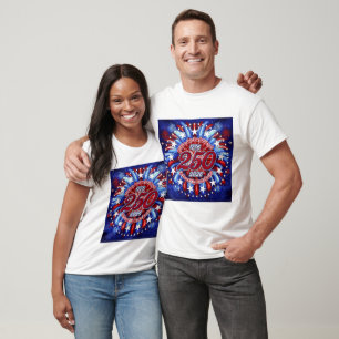 Alle Männer sind grafische Feuerwerke Rot Weiß Bla T-Shirt