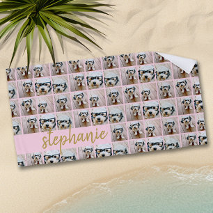 Alle mehr als 6 Fotocollage Rosa und Gold Script N Strandtuch