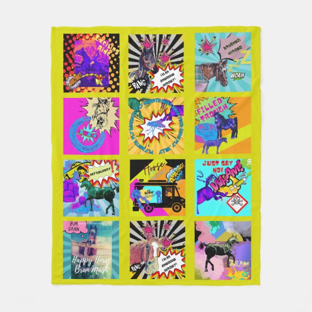 alle meine coolen Comic Pferdedesigns Fleecedecke (Vorderseite)