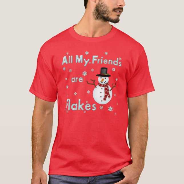 Alle meine Freunde sind Flocken-Rot-T - Shirt (Vorderseite)