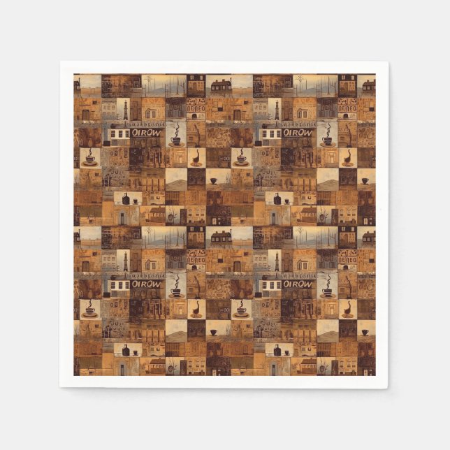 Alle meine Kaffeemaschine Quilt Muster Nr. 4 Serviette (Vorderseite)