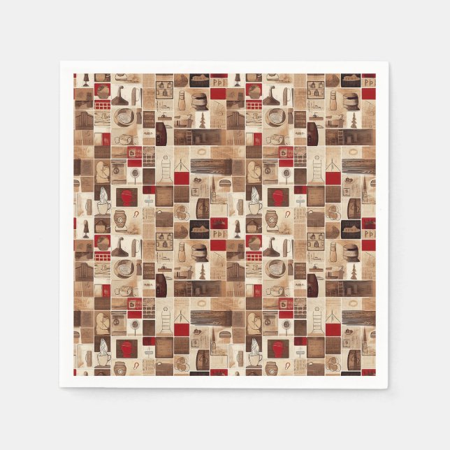 Alle meine Kaffeemaschine Quiltmuster Nr. 3 Serviette (Vorderseite)