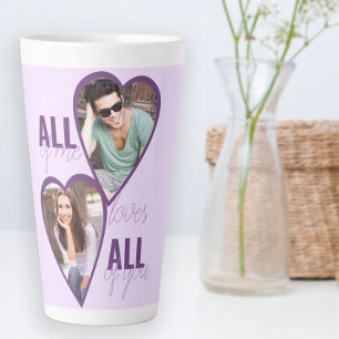 Alle meine Lieben Sie alle 2 Herz Foto Lilac Milchtasse