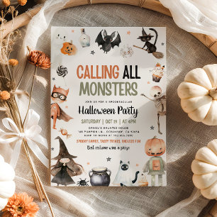 Alle Monster zu nennen Spookokies Halloween-Party Einladung