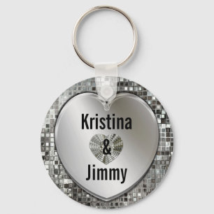 Alle Namen auf funkelnden Silver Heart Keychain Schlüsselanhänger