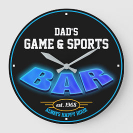 Alle Namen Game & Sports Bar Blue - Black - Große Wanduhr