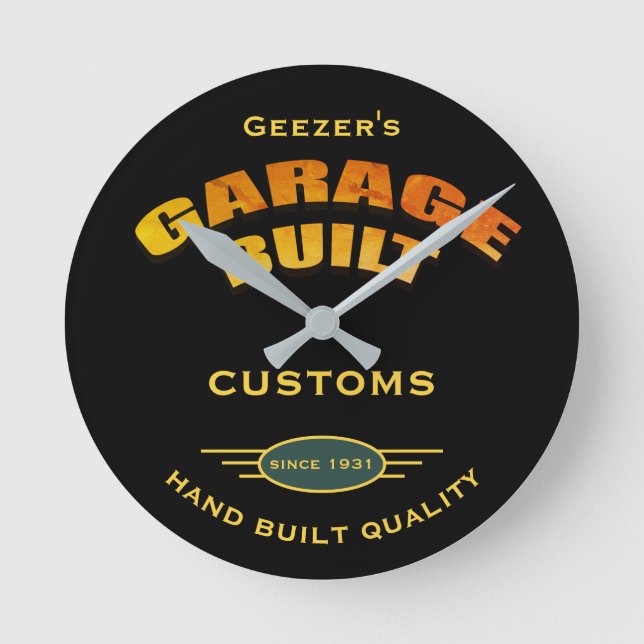 Alle Namen Garage Gebaut Zoll jedes Datum - Runde Wanduhr (Vorderseite)