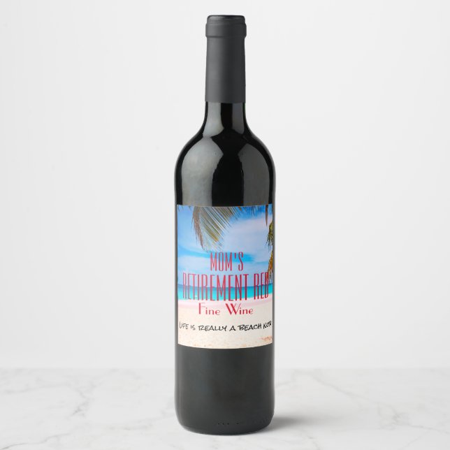 Alle Namensaufteilung Red Fine Wine Beach Fun Weinetikett (Vorderseite)