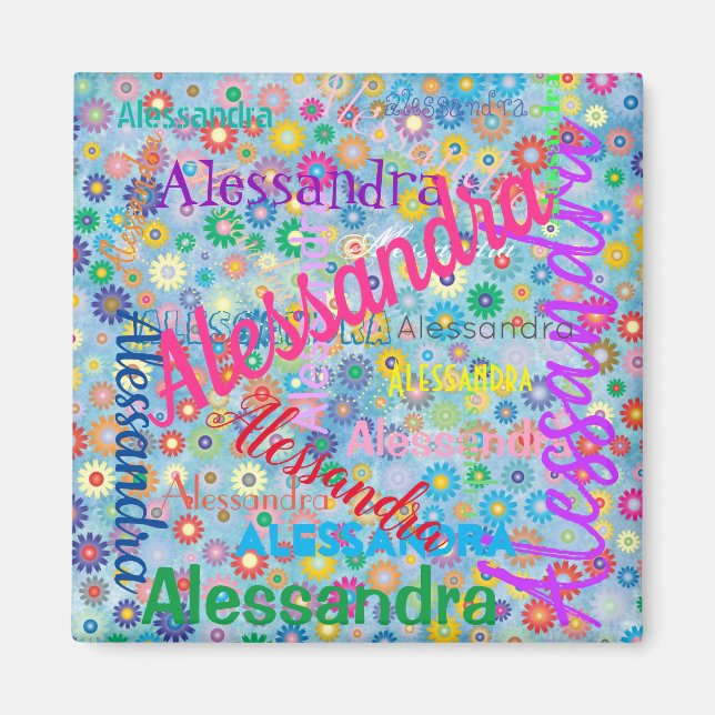 Alle Namenskollare mit Blume-Magnet Magnet (Vorne)