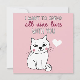 Alle neun leben bei Ihnen Romantische Katzen Valen Feiertagskarte