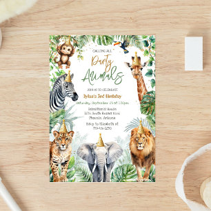 Alle Party-Tiere aufgerufen Dschungel-Safari-Gebur Einladung