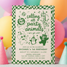 Alle Party-Tiere grün RETRO 1. Geburtstag