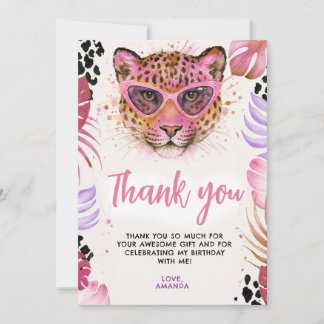 Alle Party-Tiere kommen - Leopard Geburtstag Dankeskarte