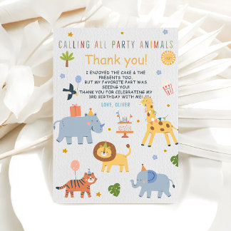 Alle Party-Tiere kommen Safari-Zoo-Geburtstag Einladung