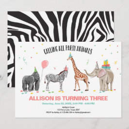 Alle Party-Tiere nennen Zoo wilder Einladung