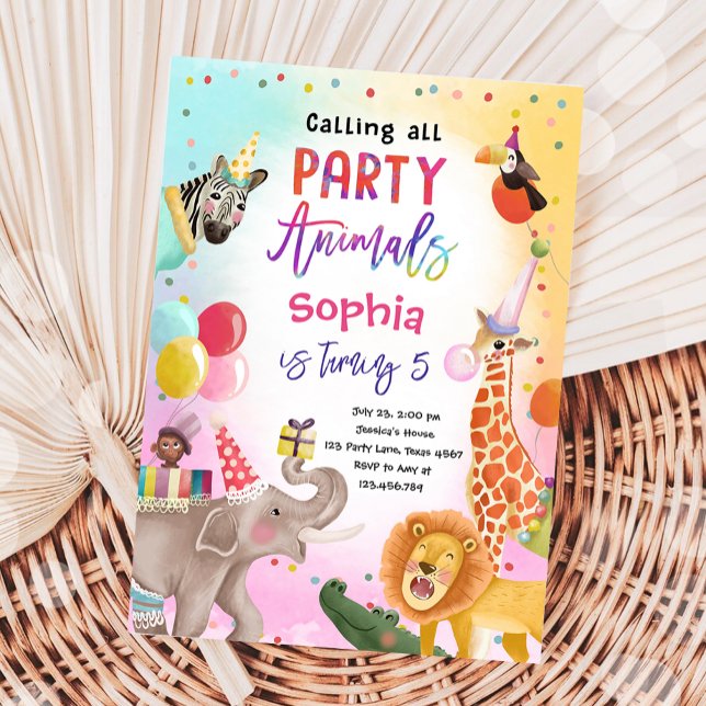 Alle Party Tiere Safari Jungle Geburtstag rufen Einladung (Von Creator hochgeladen)