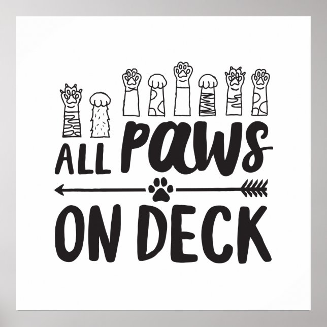 Alle Paws auf Deck-Vert Berühmte Dog Quotes Foster Poster (Vorne)