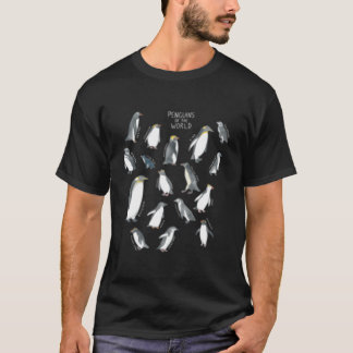 Alle Pinguinarten der Welt Aquarell T-Shirt
