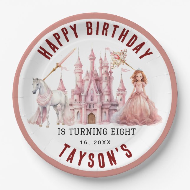 Alle Prinzessinnen Magical Castle 8. Geburtstag ru Pappteller (Vorderseite)