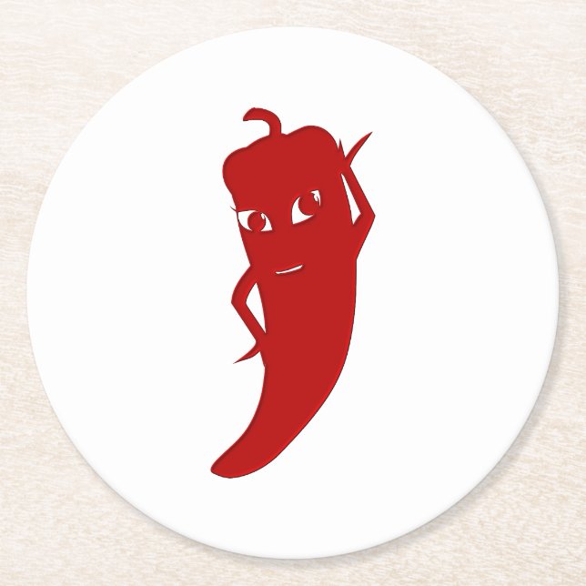 Alle Red Hot Pepper Diva Runder Pappuntersetzer (Vorderseite)