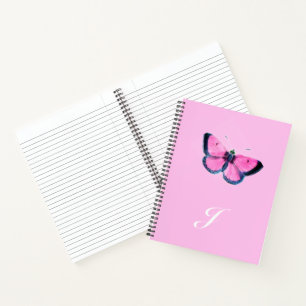 alle rosa Vintagen Schmetterlinge - mit Monogramm Notizbuch