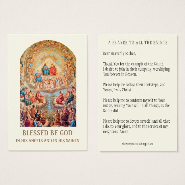 ALLE SAINTS DAY PRAYER TRADITIONELLE HOLY CARDS (Vorne & Hinten)