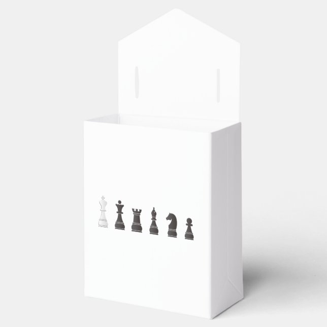 Alle schwarzen, weißen Schachstücke Geschenkschachtel (Geöffnet)