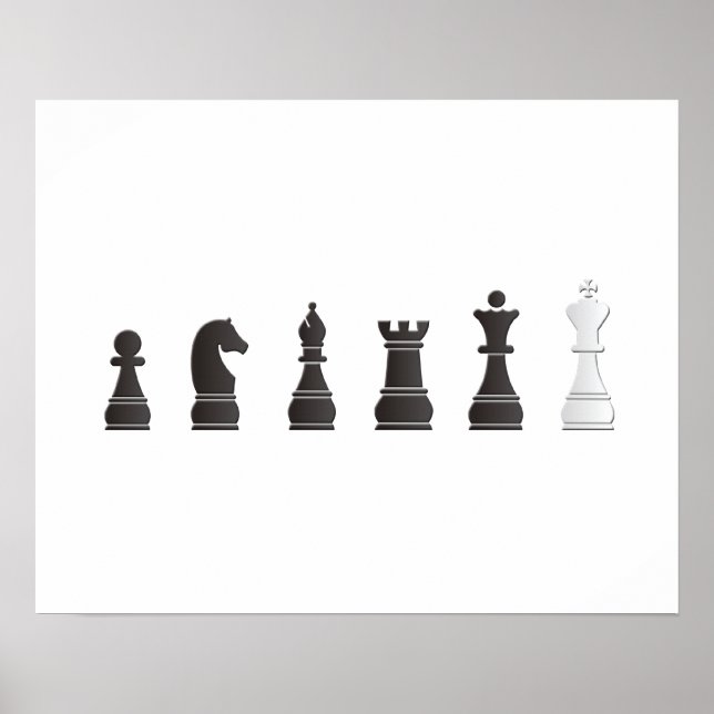 Alle schwarzen, weißen Schachstücke Poster (Vorne)
