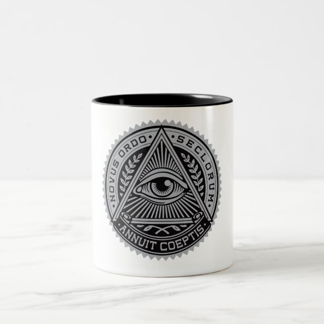 Alle sehende Augen-Tasse Zweifarbige Tasse (Mittel)
