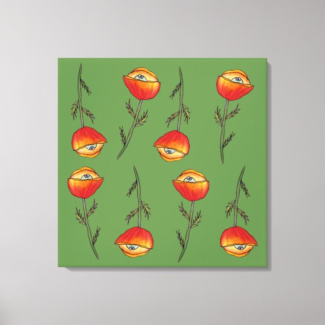 Alle Seing Poppy Blume Art Print Leinwanddruck (Vorderseite)