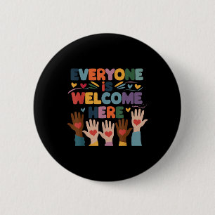 Alle sind hier willkommen, die Lehrerin Bildung Button