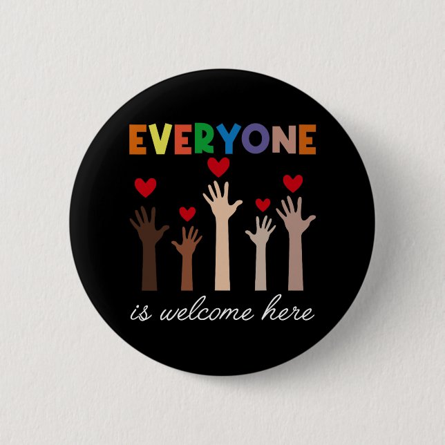 Alle sind hier willkommen Idaho Lehrermädchen Button (Vorderseite)