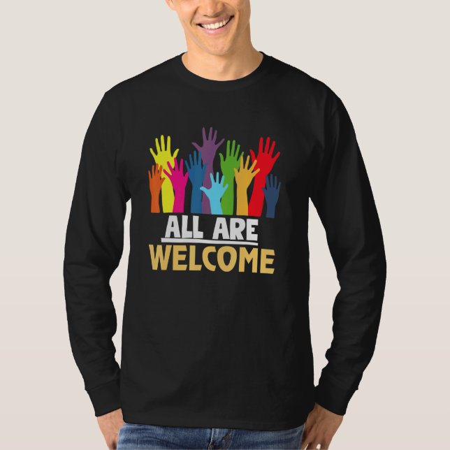 Alle sind willkommen hier Diversity für Einwanderu T-Shirt (Vorderseite)