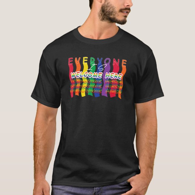 Alle sind willkommen hier LGBt Gay Pride Support T-Shirt (Vorderseite)