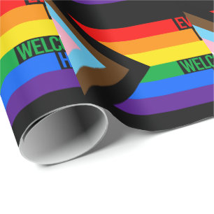 Alle sind willkommen hier (Progress-Pride-Flag) Geschenkpapier
