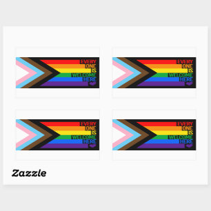 Alle sind willkommen hier (Progress-Pride-Flag) Rechteckiger Aufkleber
