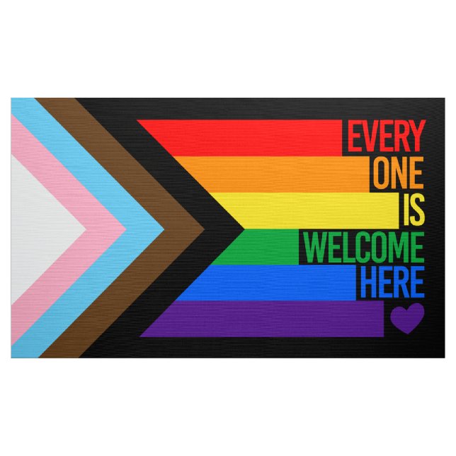 Alle sind willkommen hier (Progress-Pride-Flag) Stoff (Yard (91,4 cm))
