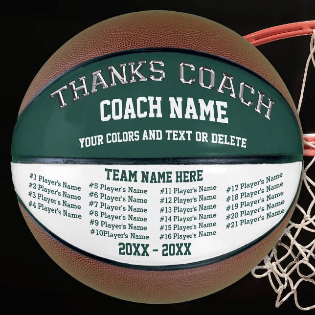 Alle Spieler, Teamfarben auf Basketball-Trainingsg Basketball (Great gifts for basketball coaches. Personalized basketball coach gifts. Forest Green and White.)