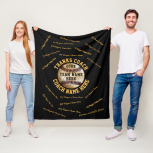 ALLE Spielernamen Schwarz Gold Baseball-Trainer-Ge Fleecedecke