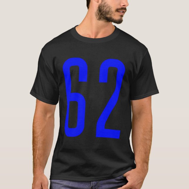 Alle Sportfans Favorit Blue Number 62 Jersey T-Shirt (Vorderseite)