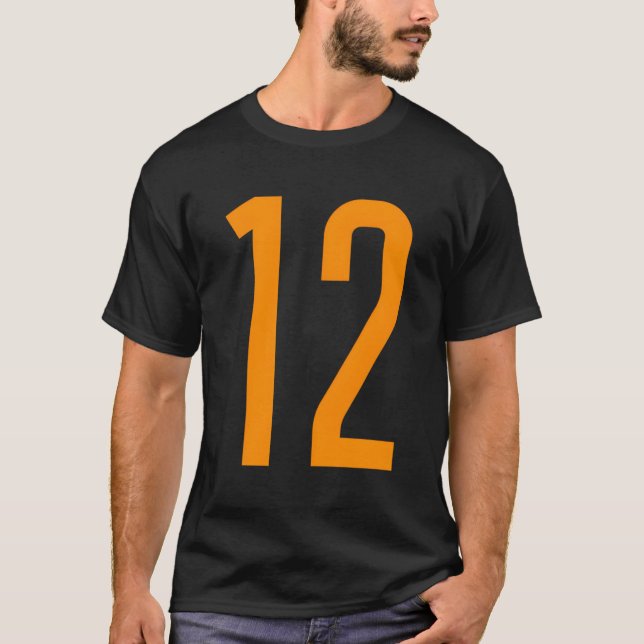 Alle Sportfans Favorit Orange Number #12 Jersey T-Shirt (Vorderseite)