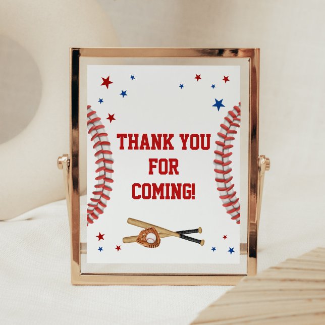 Alle Star Baseball Baby Dusche Vielen Dank für Ihr Poster (Sports Baby Shower Thank you for Coming Sign)