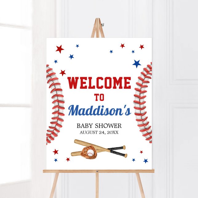 Alle Star Baseball Baby Dusche Willkommen Poster (Sports Baby Shower Welcome Sign)