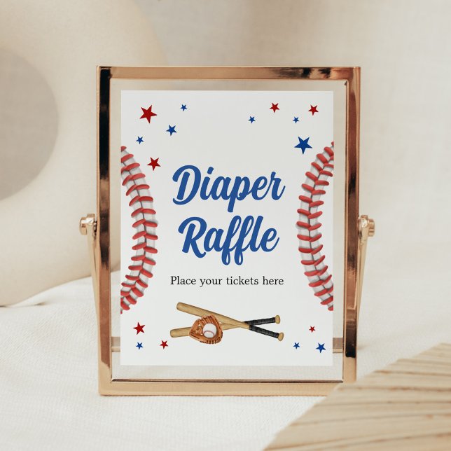 Alle Star Baseball Baby Dusche Windeln Raffle Poster (Sports Baby Shower Diaper Raffle Sign)