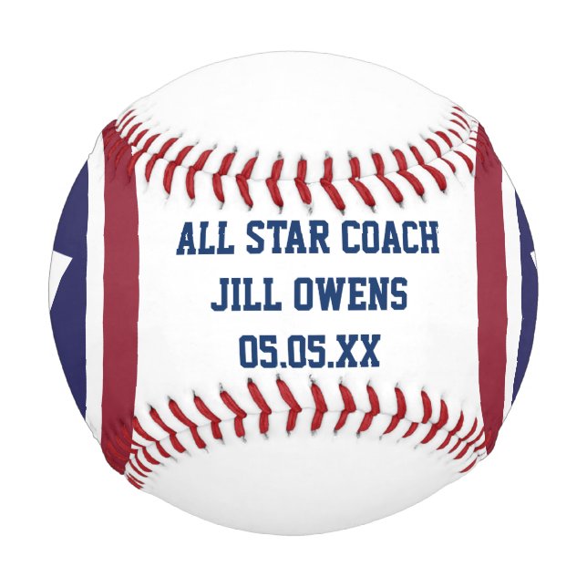 Alle Star Baseball Coach Danke Rot, Weiß, Blau (Vorderseite)